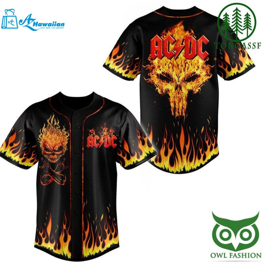 PREMIUM AC DC fire skull Baseball Jersey shirt