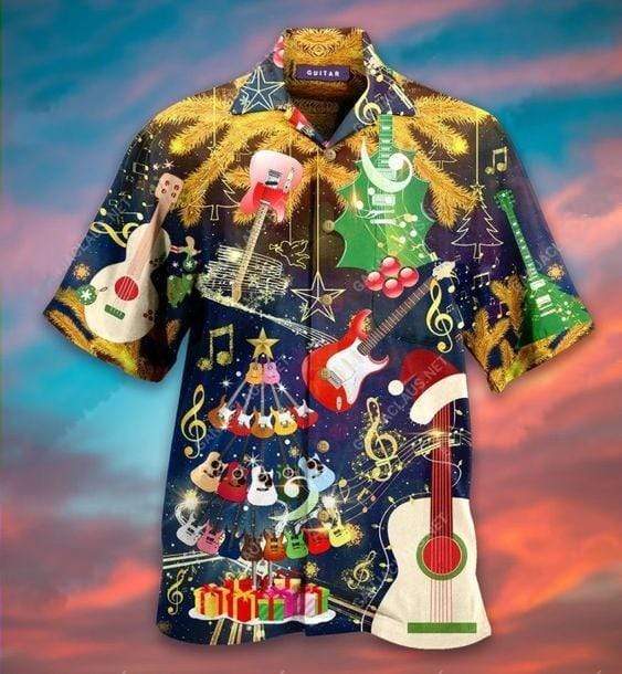 Hawaiian Aloha Shirts Guitar Christmas Tree