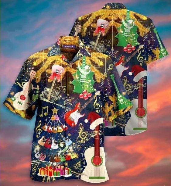 Hawaiian Aloha Shirts Guitar Christmas Tree