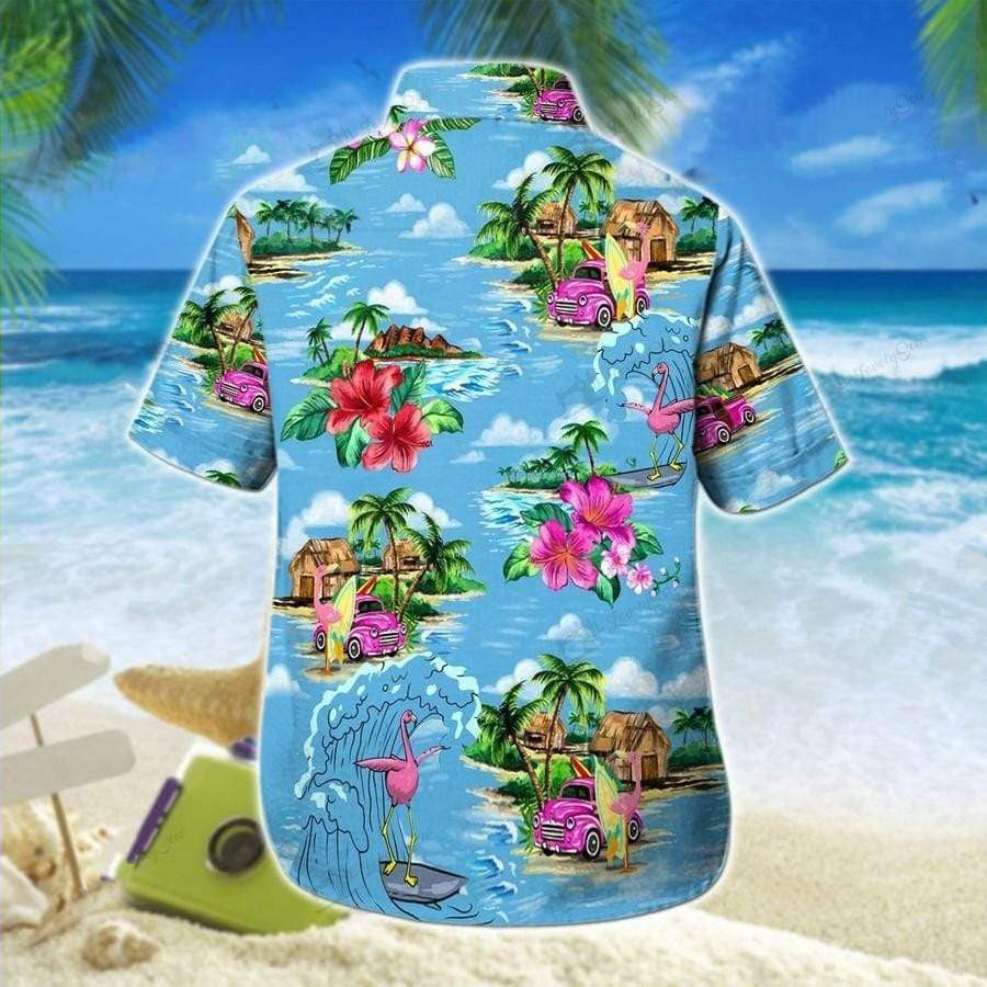 Hawaiian Aloha Shirts Flamingo Hawaii Surfing Unique Beach Shirt