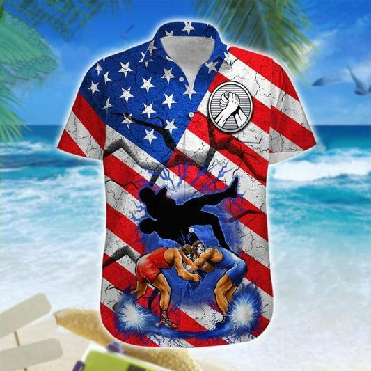 Wrestling American Flag Hawaiian Shirt | For Men & Women | Adult | HW7930