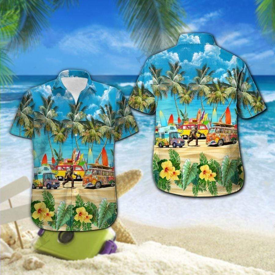 Hawaiian Aloha Shirts Bigfoot Camping