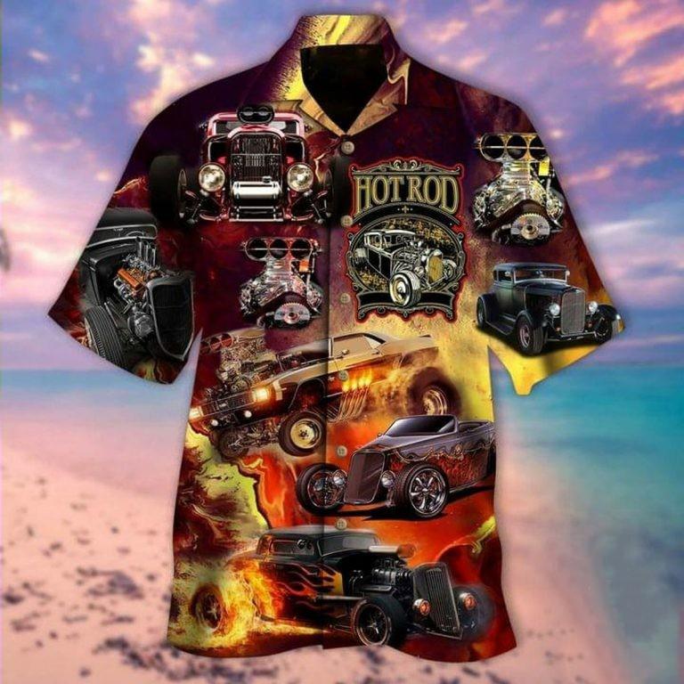 Hot Rod On Fire Hawaiian Shirt