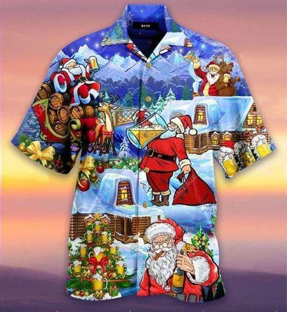 Hawaiian Aloha Shirts Beery Christmas Santa Claus