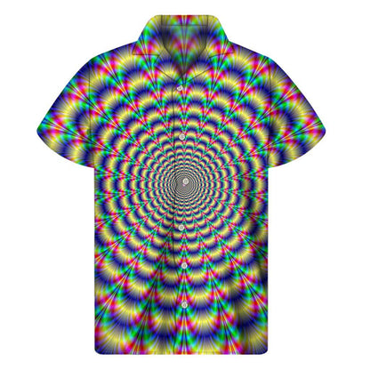Psychedelic Explosion Optical Illusion Mens Short Sleeve Shirt Hawaiian