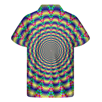 Psychedelic Explosion Optical Illusion Mens Short Sleeve Shirt Hawaiian