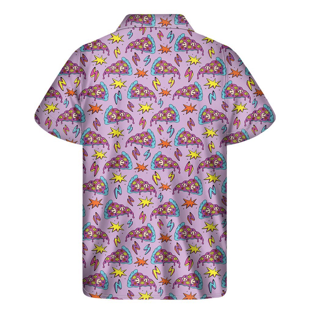 Psychedelic Pizza Pattern Print Mens Short Sleeve Shirt Hawaiian