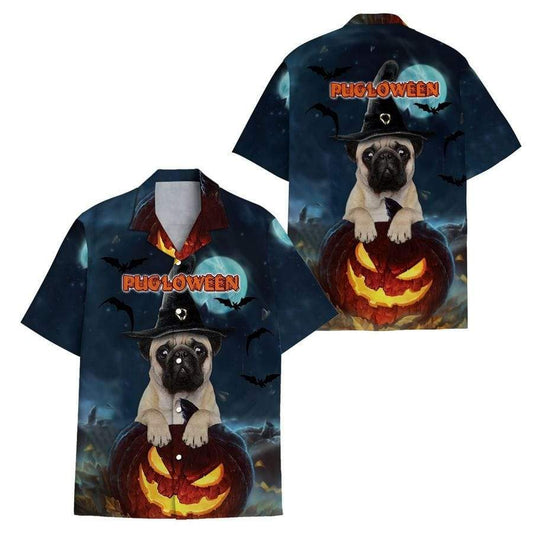 Pug Witch In Halloween Called Pugloween Hawaiian Shirts #Dh