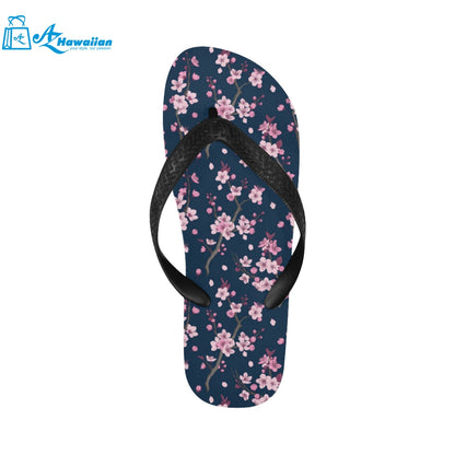 Purple seahorse blue coral pattern Unisex Flip Flops