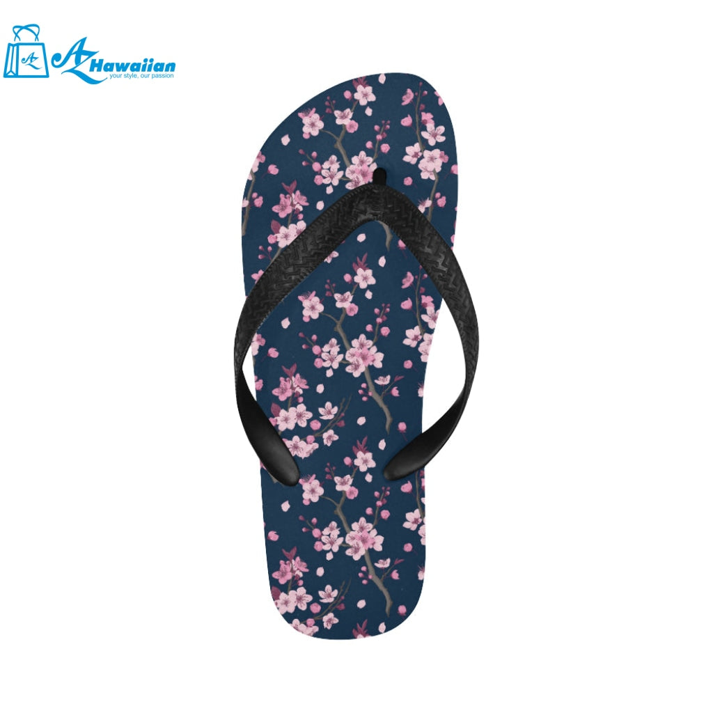 Purple seahorse blue coral pattern Unisex Flip Flops