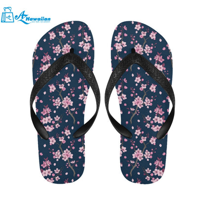 Purple seahorse blue coral pattern Unisex Flip Flops