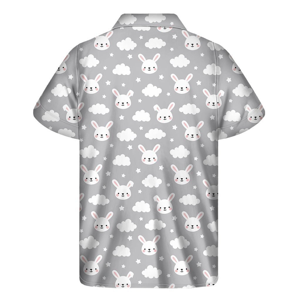 Rabbit And Cloud Pattern Print Mens Short Sleeve Shirt Hawaiian
