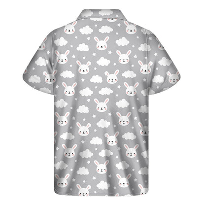 Rabbit And Cloud Pattern Print Mens Short Sleeve Shirt Hawaiian