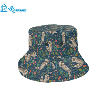 Raccoon tropical leaves pattern Unisex Bucket Hat