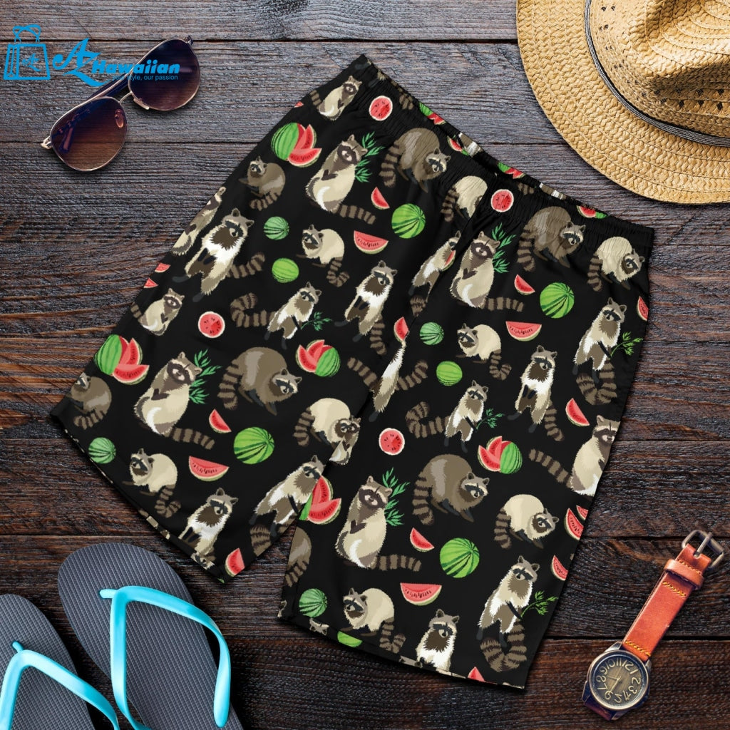 Raccoon Watermelon Pattern Men Shorts