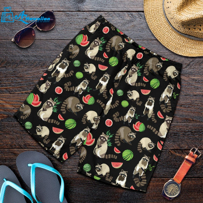 Raccoon Watermelon Pattern Men Shorts