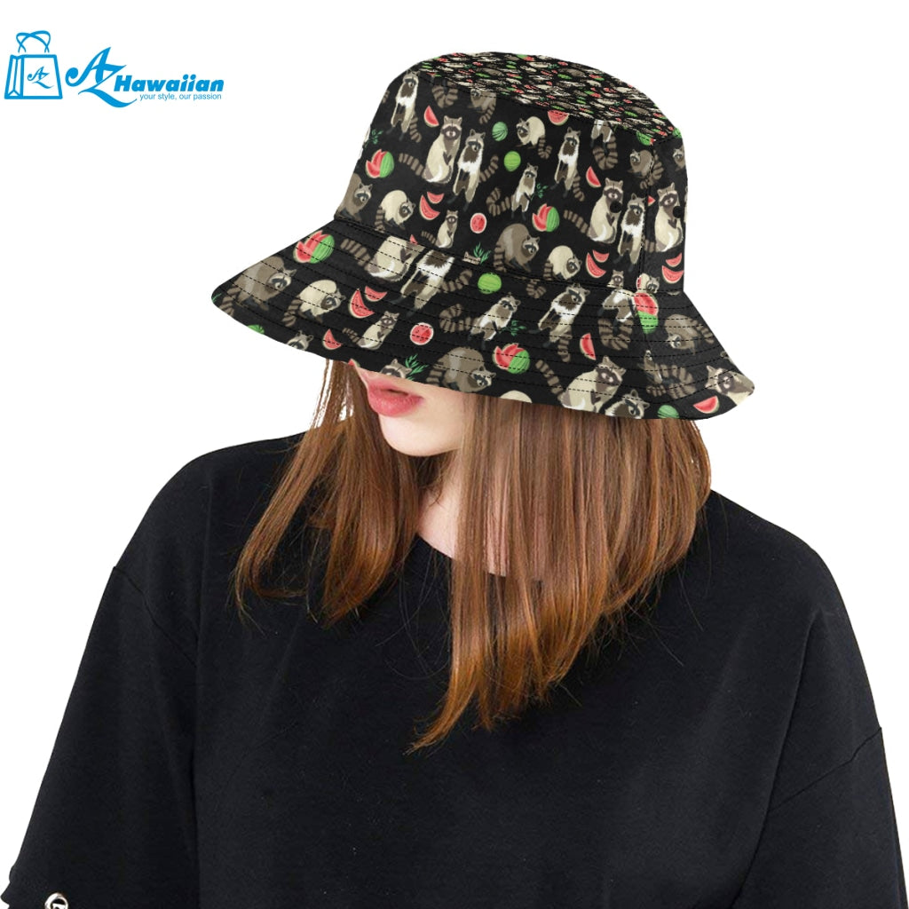 Raccoon watermelon pattern Unisex Bucket Hat