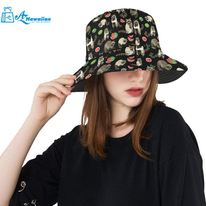 Raccoon watermelon pattern Unisex Bucket Hat