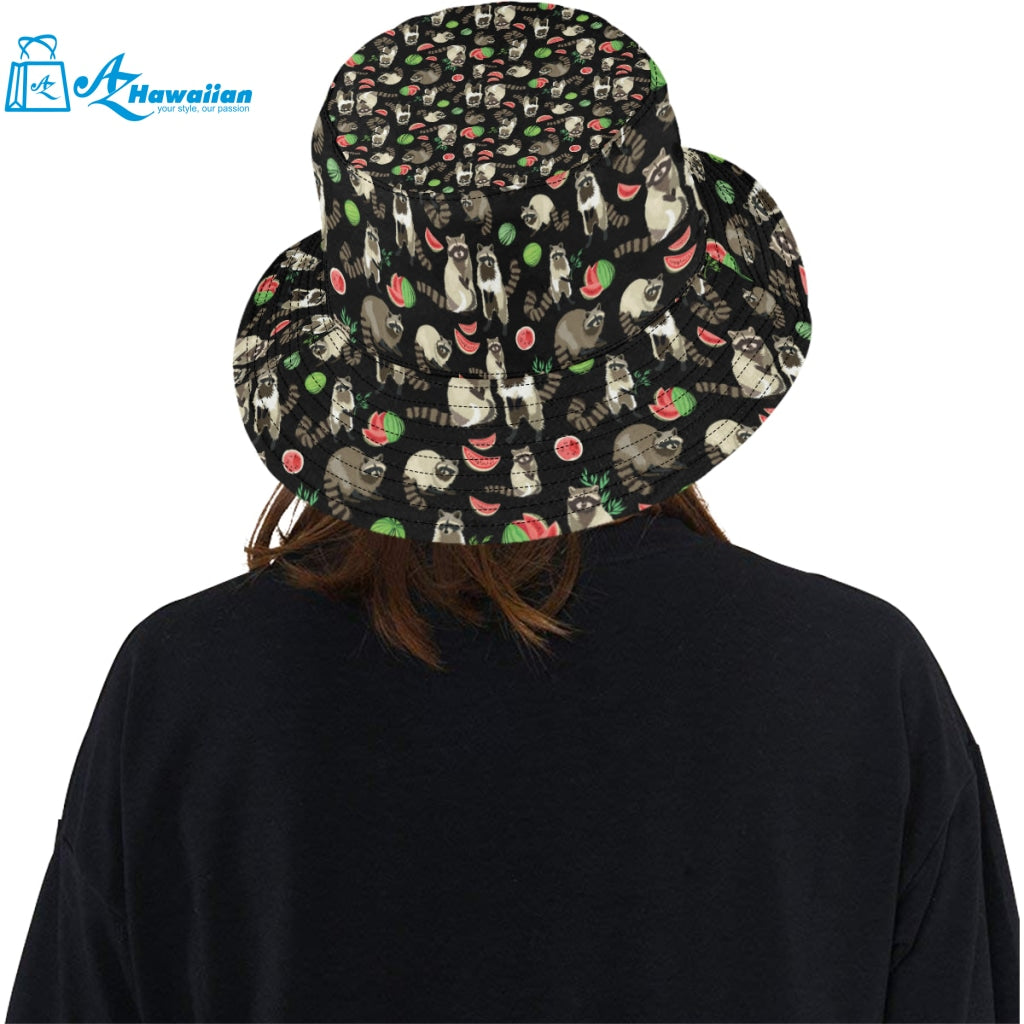 Raccoon watermelon pattern Unisex Bucket Hat