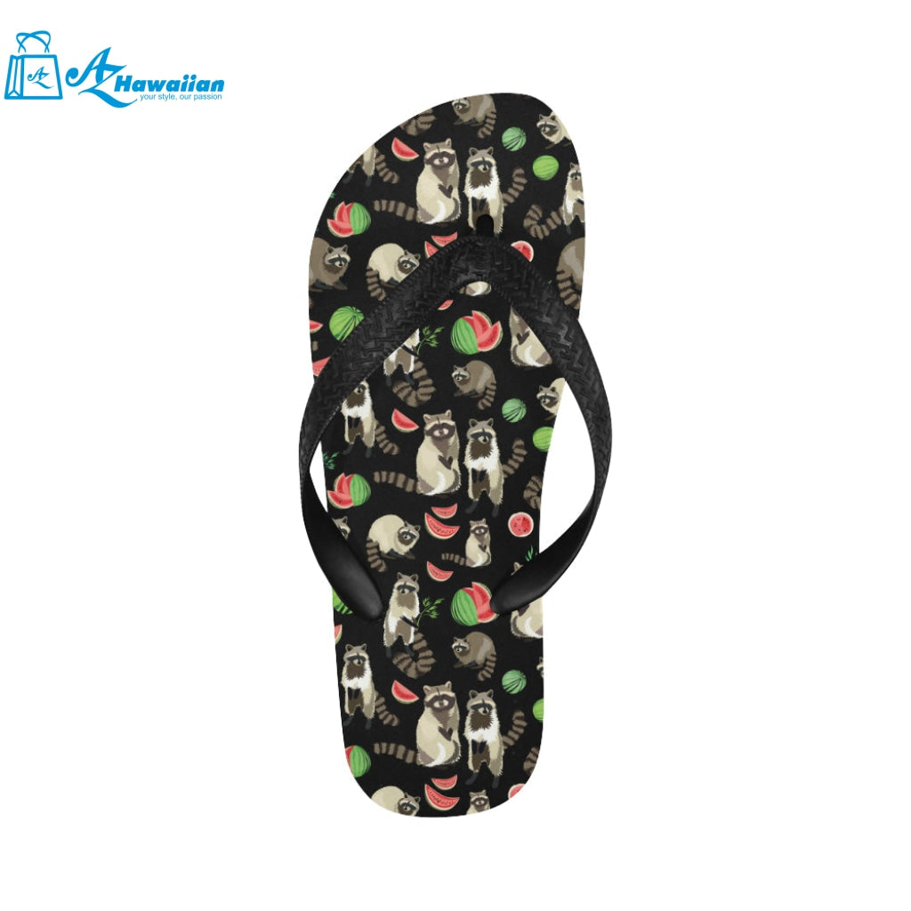 Raccoon watermelon pattern Unisex Flip Flops