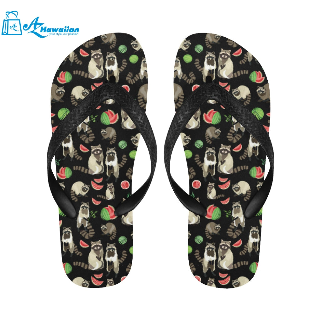 Raccoon watermelon pattern Unisex Flip Flops