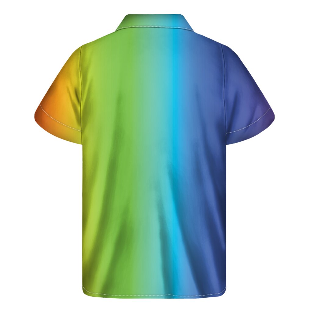 Rainbow Gradient Print Mens Short Sleeve Shirt Hawaiian