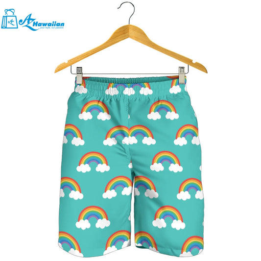 Rainbow Pattern Green Background Men Shorts