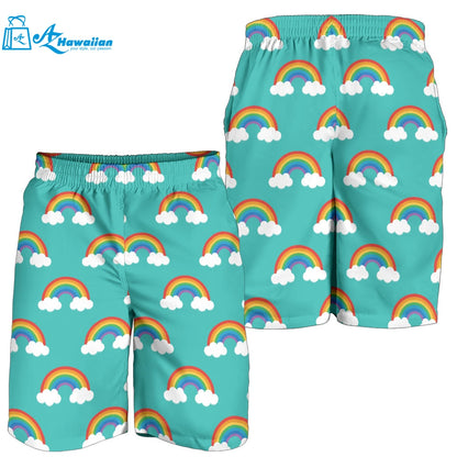 Rainbow Pattern Green Background Men Shorts