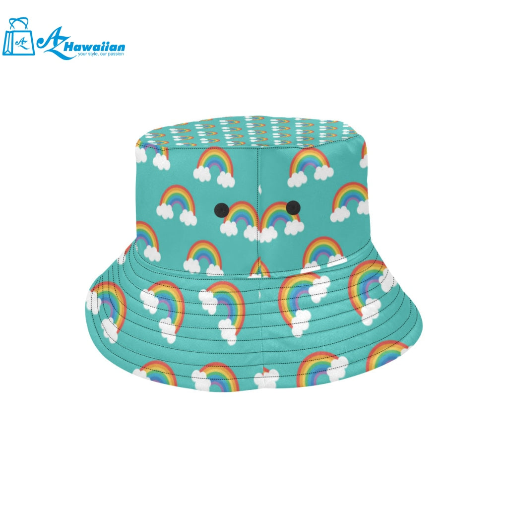 Rainbow pattern green background Unisex Bucket Hat