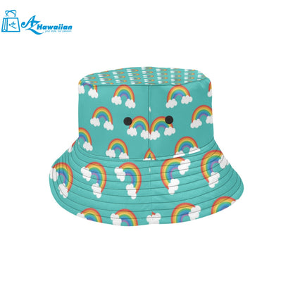 Rainbow pattern green background Unisex Bucket Hat