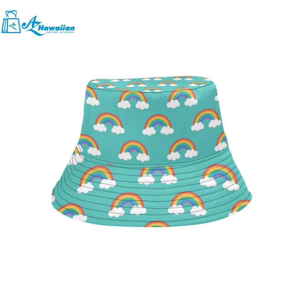 Rainbow pattern green background Unisex Bucket Hat