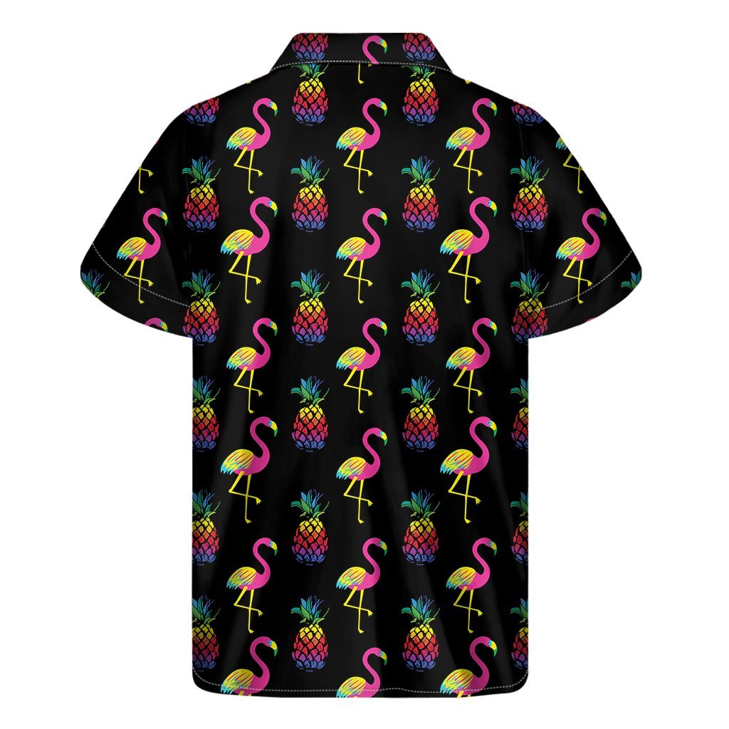 Rainbow Pineapple And Flamingo Print Mens Short Sleeve Shirt Hawaiian