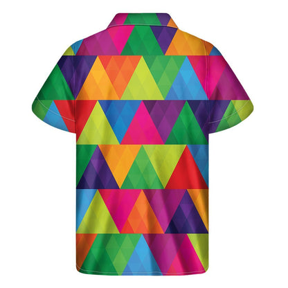 Rainbow Triangles Pattern Print Mens Short Sleeve Shirt Hawaiian