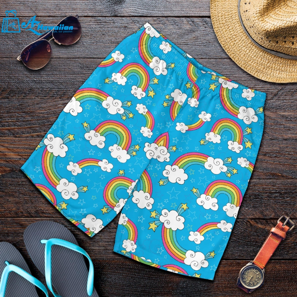 Rainbows Sky Clouds Pattern Men Shorts