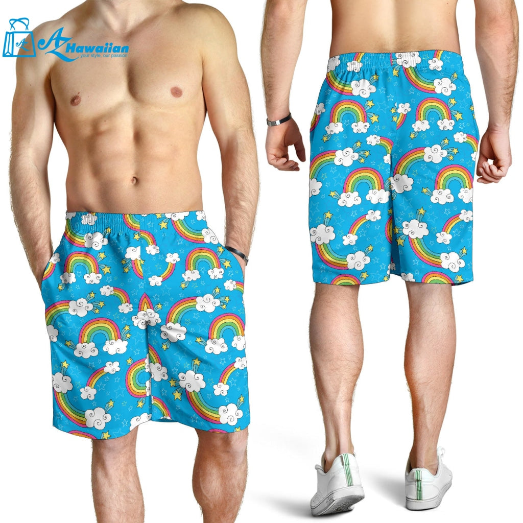 Rainbows Sky Clouds Pattern Men Shorts