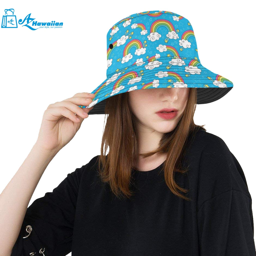 Rainbows Sky Clouds Pattern Unisex Bucket Hat