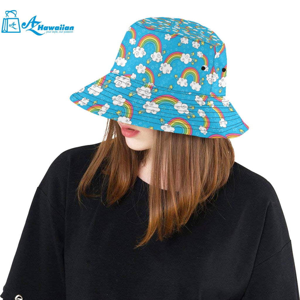 Rainbows Sky Clouds Pattern Unisex Bucket Hat