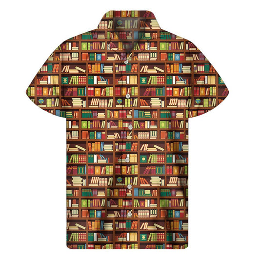 Reading Library Pattern Print Mens Short Sleeve Shirt Hawaiian