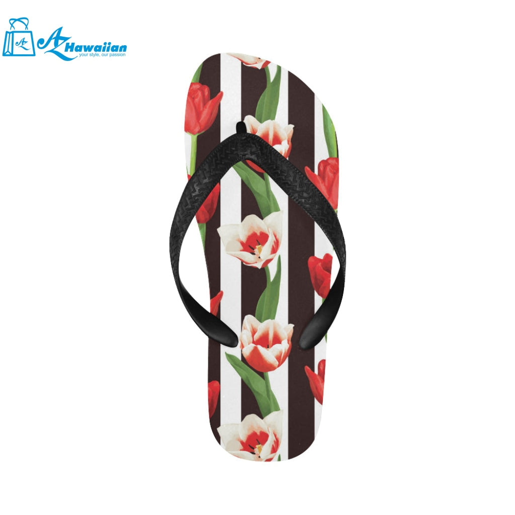 red and white tulips pattern Unisex Flip Flops