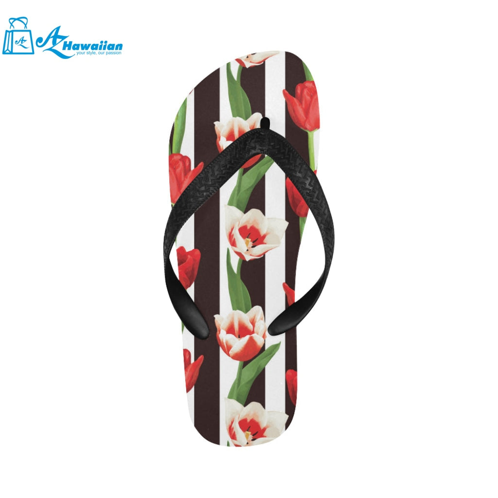 red and white tulips pattern Unisex Flip Flops