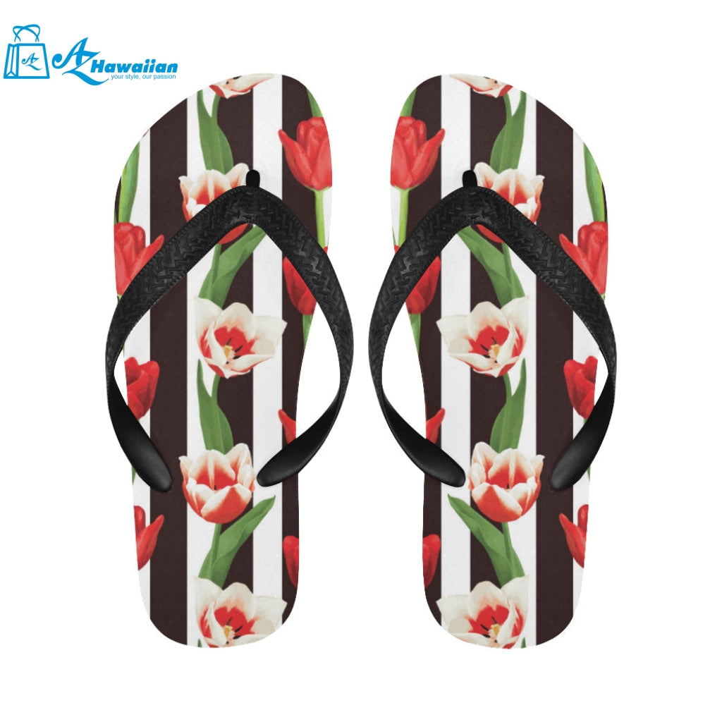 red and white tulips pattern Unisex Flip Flops