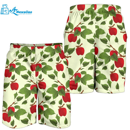 Red Apples Leaves Pattern Men Shorts