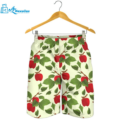 Red Apples Leaves Pattern Men Shorts