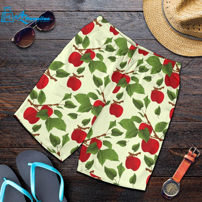 Red Apples Leaves Pattern Men Shorts