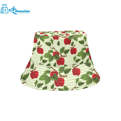 Red apples leaves pattern Unisex Bucket Hat