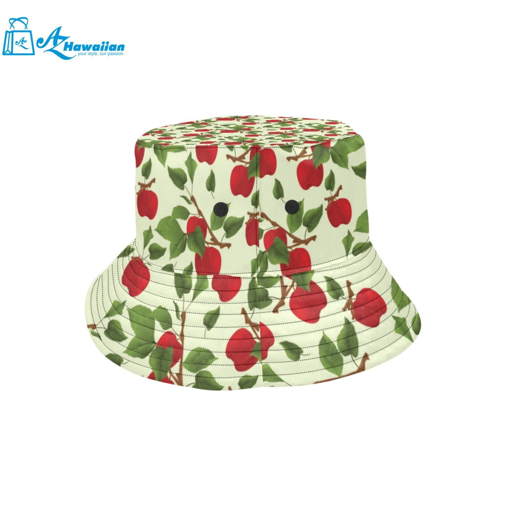 Red apples leaves pattern Unisex Bucket Hat