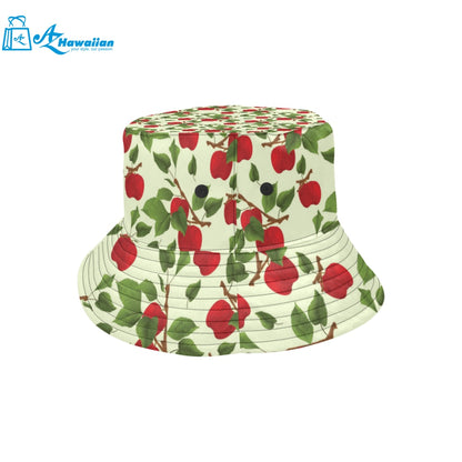 Red apples leaves pattern Unisex Bucket Hat