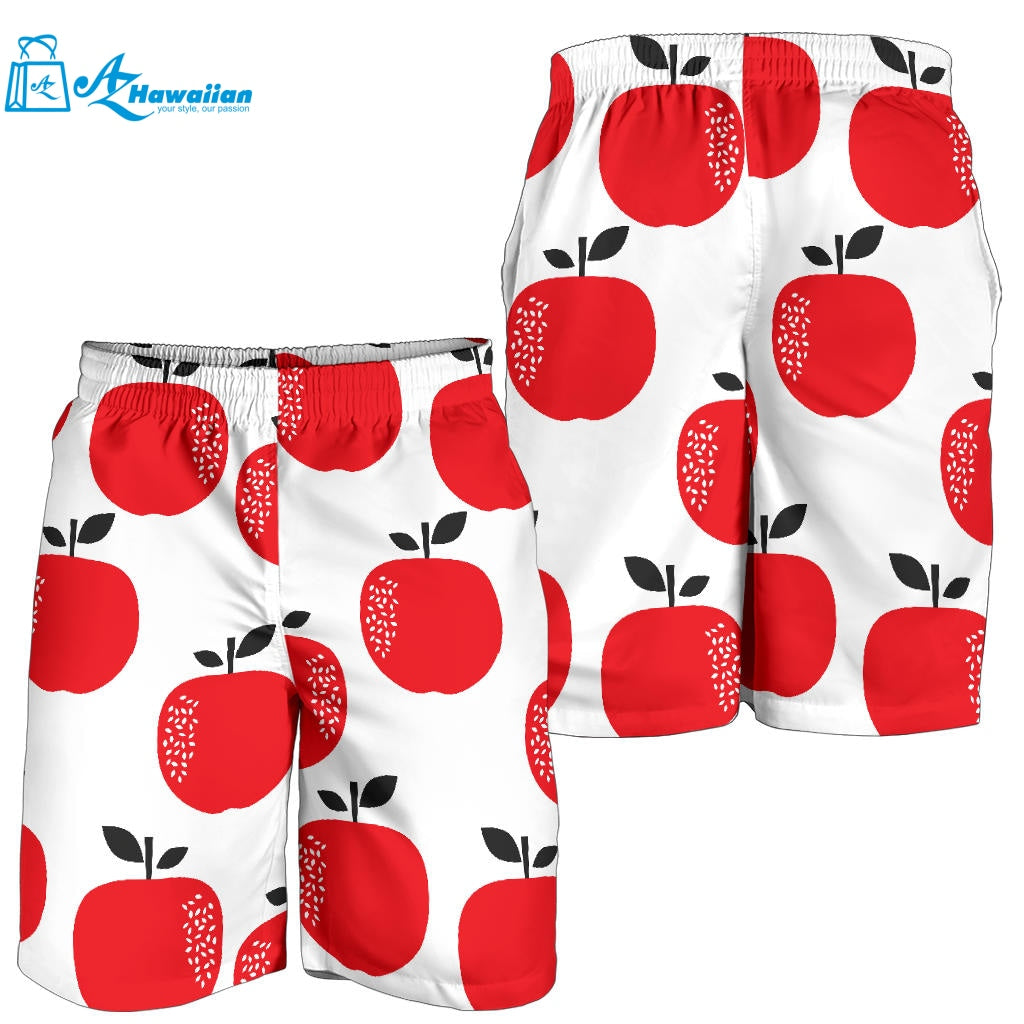 Red Apples White Background Men Shorts