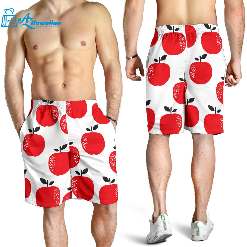 Red Apples White Background Men Shorts