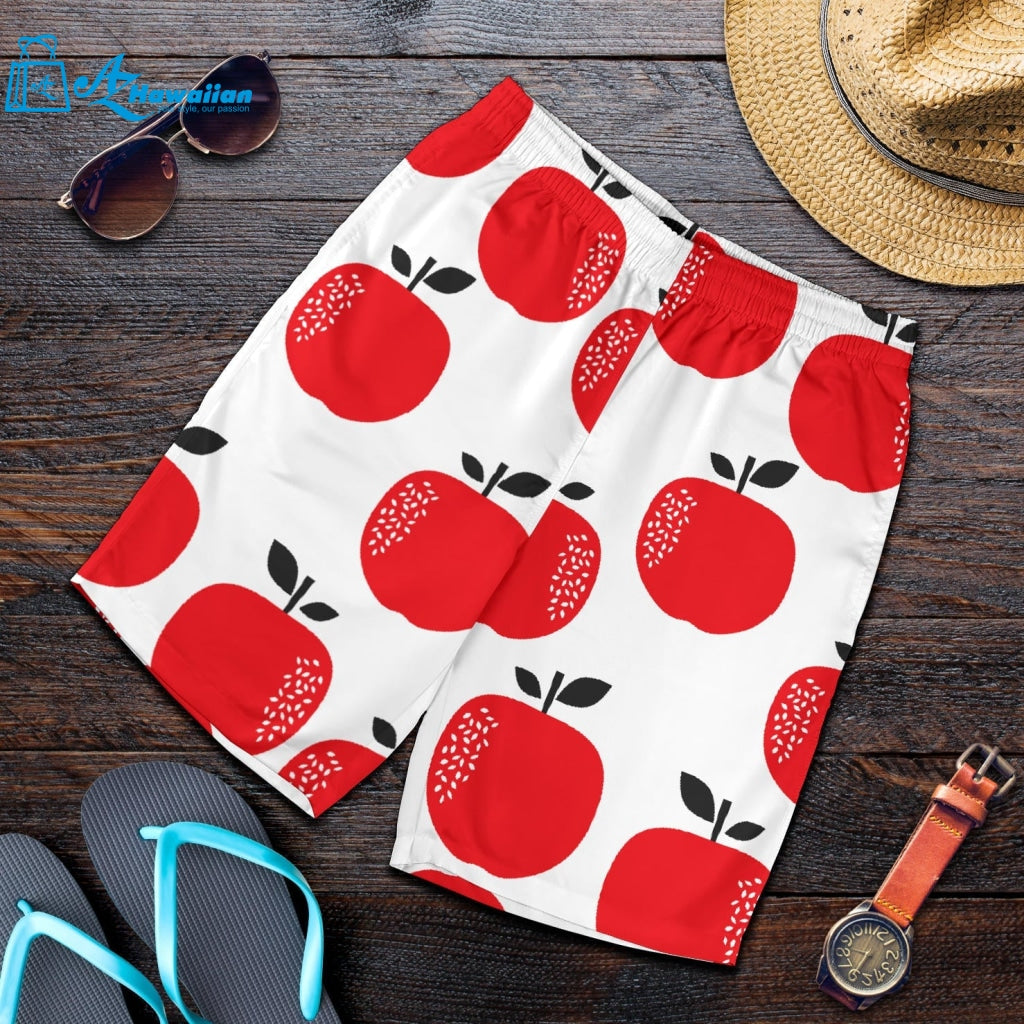 Red Apples White Background Men Shorts